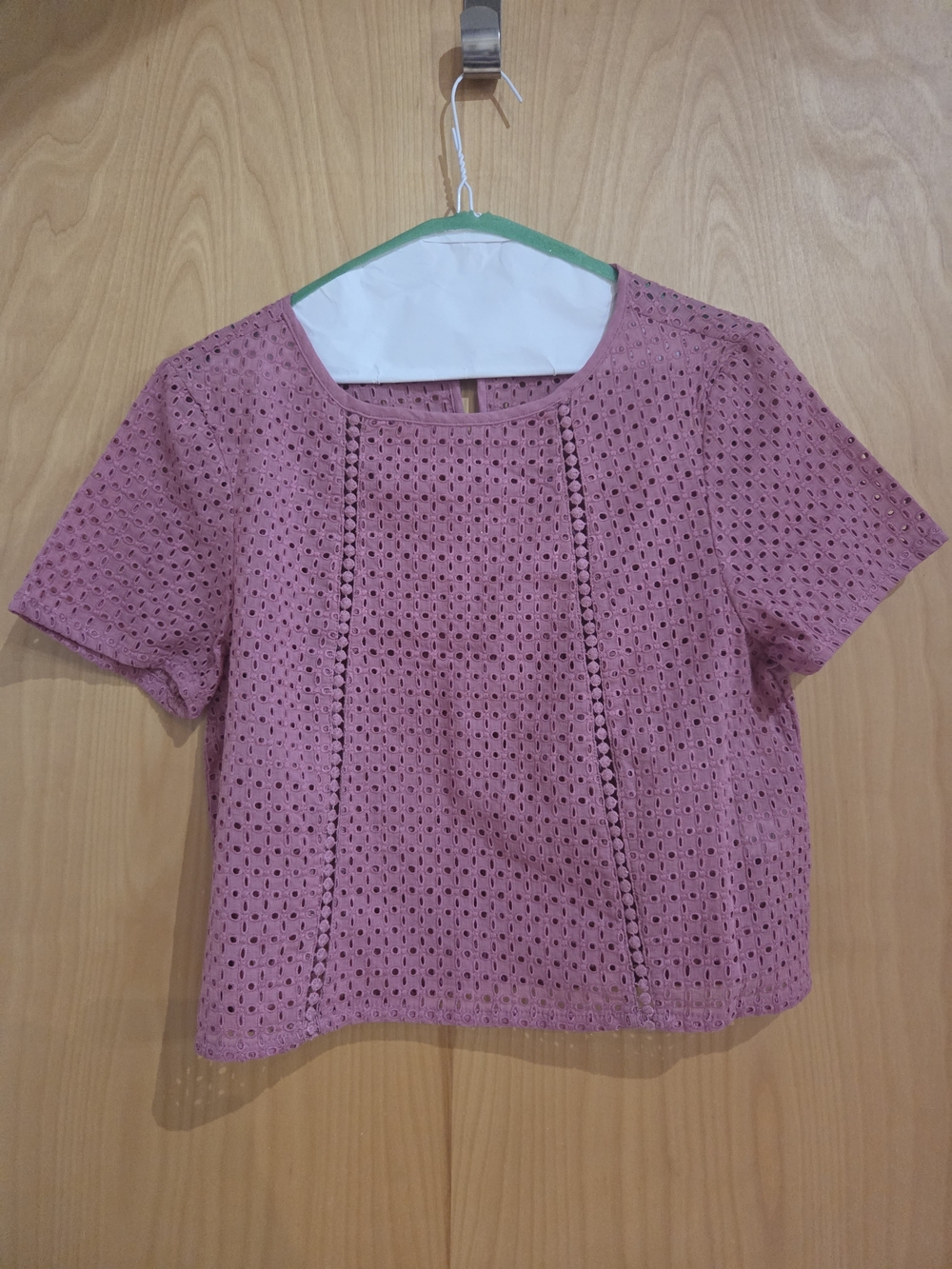 twik Mauve Eyelet Short Sleeve Top